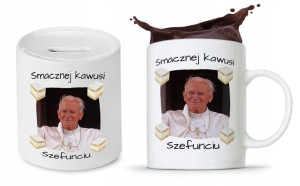 Zestaw Jan Paweł Papaj Prezent Kubek + Skarbonka