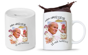 Zestaw Jan Paweł Papaj Prezent Kubek + Skarbonka