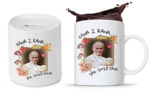 Zestaw Jan Paweł Papaj Prezent Kubek + Skarbonka