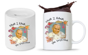 Zestaw Jan Paweł Papaj Prezent Kubek + Skarbonka