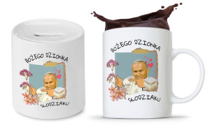 Zestaw Jan Paweł Papaj Prezent Kubek + Skarbonka