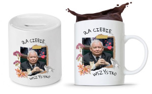 Zestaw Jarosław Kaczyński Pis Kubek + Skarbonka