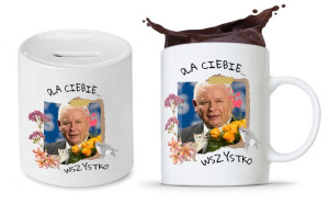 Zestaw Jarosław Kaczyński Pis Kubek + Skarbonka