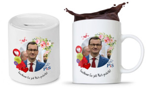 Zestaw Mateusz Morawiecki Pis Kubek + Skarbonka