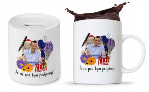 Zestaw Mateusz Morawiecki Pis Kubek + Skarbonka