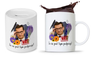 Zestaw Mateusz Morawiecki Pis Kubek + Skarbonka
