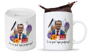 Zestaw Mateusz Morawiecki Pis Kubek + Skarbonka