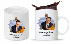 Zestaw Mateusz Morawiecki Pis Kubek + Skarbonka