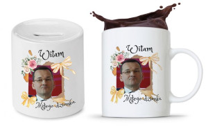 Zestaw Mateusz Morawiecki Pis Kubek + Skarbonka