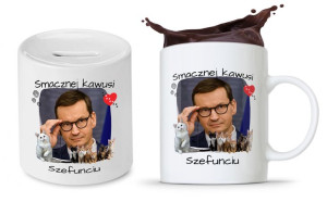 Zestaw Mateusz Morawiecki Pis Kubek + Skarbonka