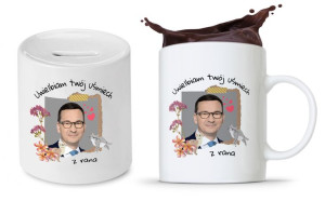 Zestaw Mateusz Morawiecki Pis Kubek + Skarbonka
