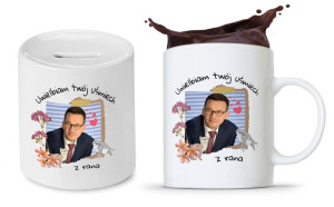 Zestaw Mateusz Morawiecki Pis Kubek + Skarbonka
