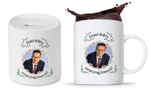 Zestaw Mateusz Morawiecki Pis Kubek + Skarbonka