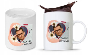 Zestaw Mateusz Morawiecki Pis Kubek + Skarbonka