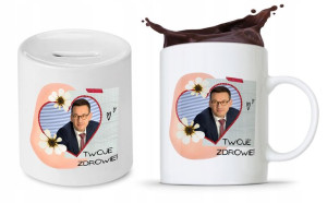 Zestaw Mateusz Morawiecki Pis Kubek + Skarbonka