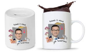 Zestaw Mateusz Morawiecki Pis Kubek + Skarbonka
