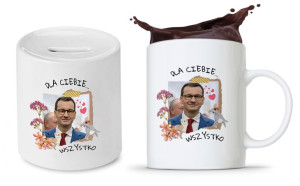 Zestaw Mateusz Morawiecki Pis Kubek + Skarbonka