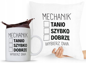 Zestaw Poduszka + Kubek Dla Mechanika Prezent