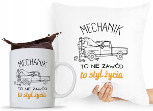 Zestaw Poduszka + Kubek Dla Mechanika Prezent
