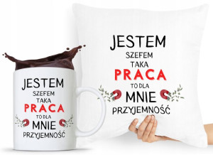 Zestaw Poduszka + Kubek Dla Szefa Szefowej Prezent