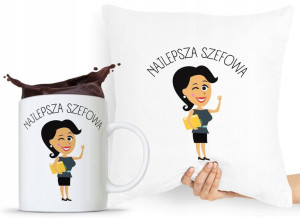 Zestaw Poduszka + Kubek Dla Szefa Szefowej Prezent