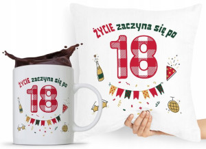 Zestaw Poduszka + Kubek Na Urodziny 18 18te 18-te