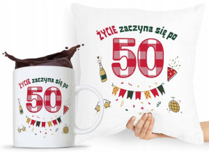 Zestaw Poduszka + Kubek Na Urodziny 50 50te 50-te