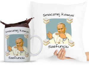 Zestaw Poduszka + Kubek Papież Jan Paweł Papaj