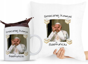 Zestaw Poduszka + Kubek Papież Jan Paweł Papaj