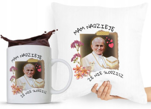 Zestaw Poduszka + Kubek Papież Jan Paweł Papaj