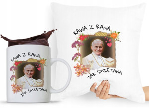 Zestaw Poduszka + Kubek Papież Jan Paweł Papaj