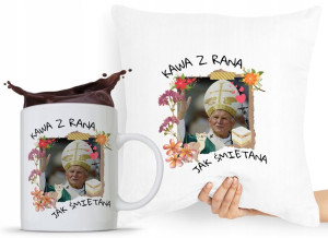 Zestaw Poduszka + Kubek Papież Jan Paweł Papaj