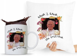 Zestaw Poduszka + Kubek Papież Jan Paweł Papaj