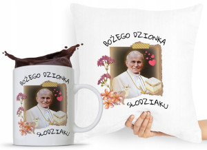 Zestaw Poduszka + Kubek Papież Jan Paweł Papaj