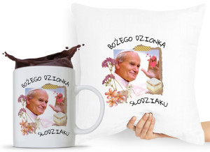 Zestaw Poduszka + Kubek Papież Jan Paweł Papaj