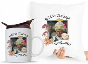 Zestaw Poduszka + Kubek Papież Jan Paweł Papaj