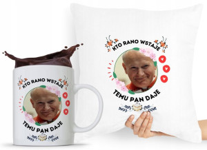 Zestaw Poduszka + Kubek Papież Jan Paweł Papaj