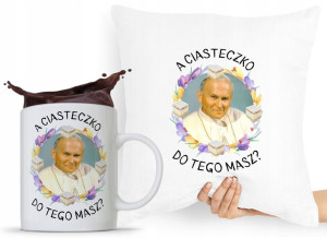 Zestaw Poduszka + Kubek Papież Jan Paweł Papaj