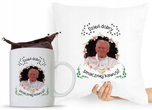 Zestaw Poduszka + Kubek Papież Jan Paweł Papaj