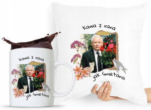 Zestaw Poduszka + Kubek Pis Jarosław Kaczyński