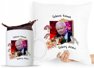 Zestaw Poduszka + Kubek Pis Jarosław Kaczyński