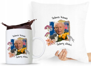 Zestaw Poduszka + Kubek Pis Jarosław Kaczyński