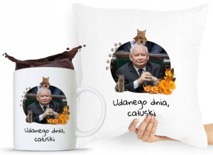 Zestaw Poduszka + Kubek Pis Jarosław Kaczyński