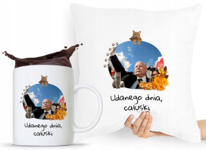 Zestaw Poduszka + Kubek Pis Jarosław Kaczyński