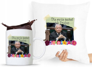 Zestaw Poduszka + Kubek Pis Jarosław Kaczyński