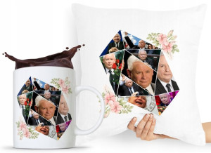 Zestaw Poduszka + Kubek Pis Jarosław Kaczyński