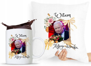 Zestaw Poduszka + Kubek Pis Jarosław Kaczyński