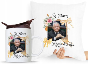 Zestaw Poduszka + Kubek Pis Jarosław Kaczyński