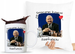 Zestaw Poduszka + Kubek Pis Jarosław Kaczyński
