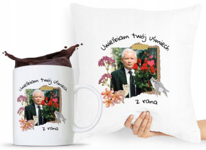 Zestaw Poduszka + Kubek Pis Jarosław Kaczyński